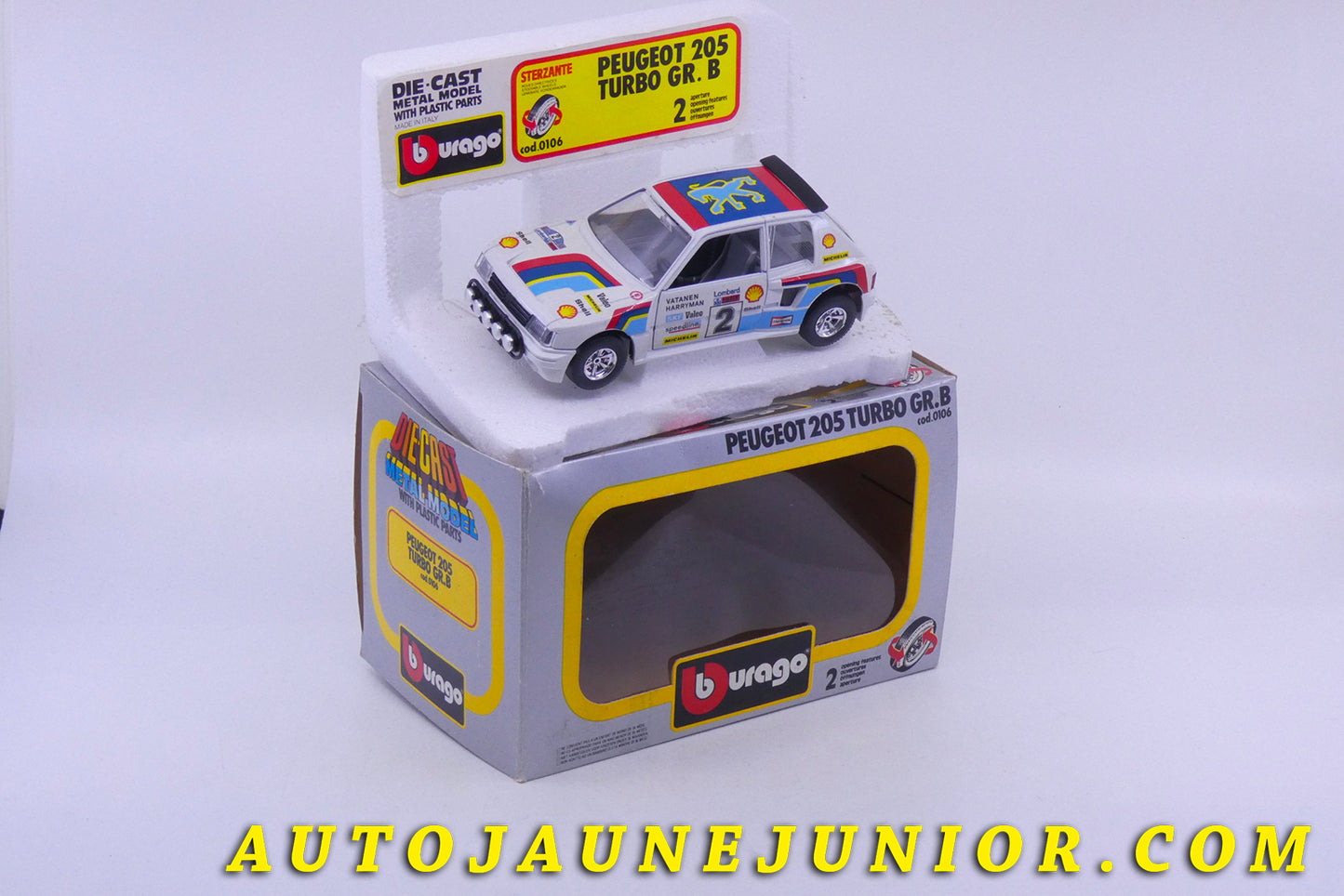Le Burago Peugeot 205 turbo 16 est en vente sur Auto Jaune Junior ! Découvrez nos collections de diecast Dinky-Toys, Corgi, Corgi-Toys, Solido, Norev… AutoJaune Junior ; Retrouvez AutoJauneJunior au magasin AutoJaune Paris, ouvert en 1984 par Vincent Espinasse.