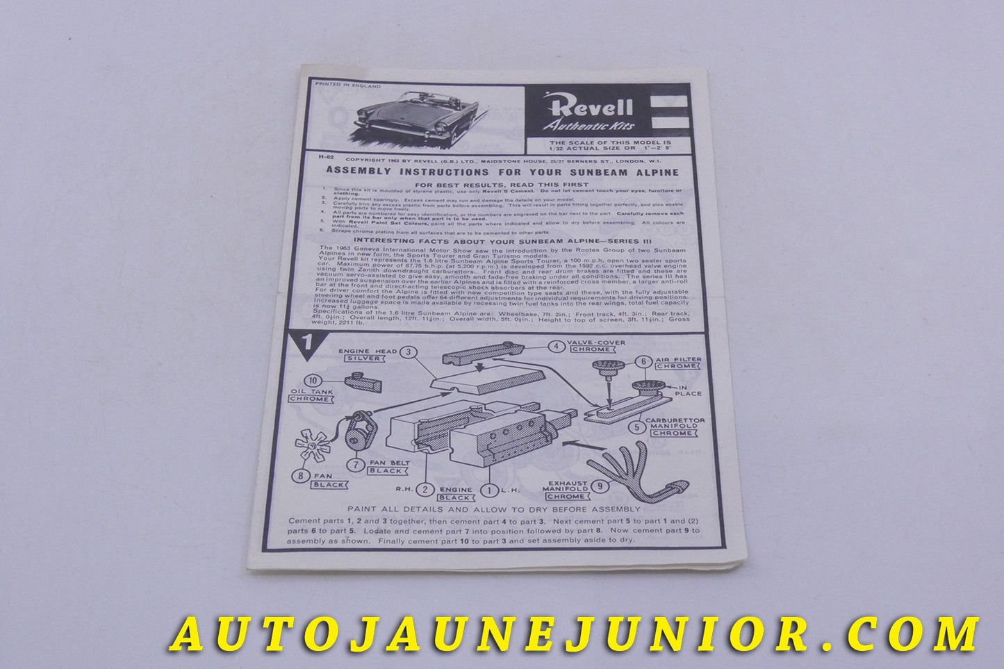 Le Notice Sunbeam Notice de montage Kits est en vente sur Auto Jaune Junior ! Découvrez nos collections de diecast Dinky-Toys, Corgi, Corgi-Toys, Solido, Norev… AutoJaune Junior ; Retrouvez AutoJauneJunior au magasin AutoJaune Paris, ouvert en 1984 par Vincent Espinasse.