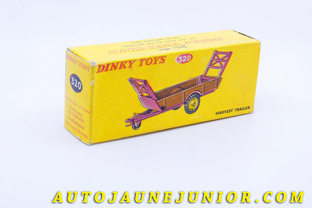 Le #3989 - Dinky Toys - Harvest Trailer - Boite vide Ridelles à Foin est en vente sur Auto Jaune Junior ! Découvrez nos collections de diecast Dinky-Toys, Corgi, Corgi-Toys, Solido, Norev… Découvrez notre magasin physique , AutoJaune Paris, ouvert en 1984 par Vincent Espinasse. 41 rue Cavendish, 75019 Paris. Tel : 01 42 40 61 23. Ouvert les mardi et vendredi de 13h à 19h.