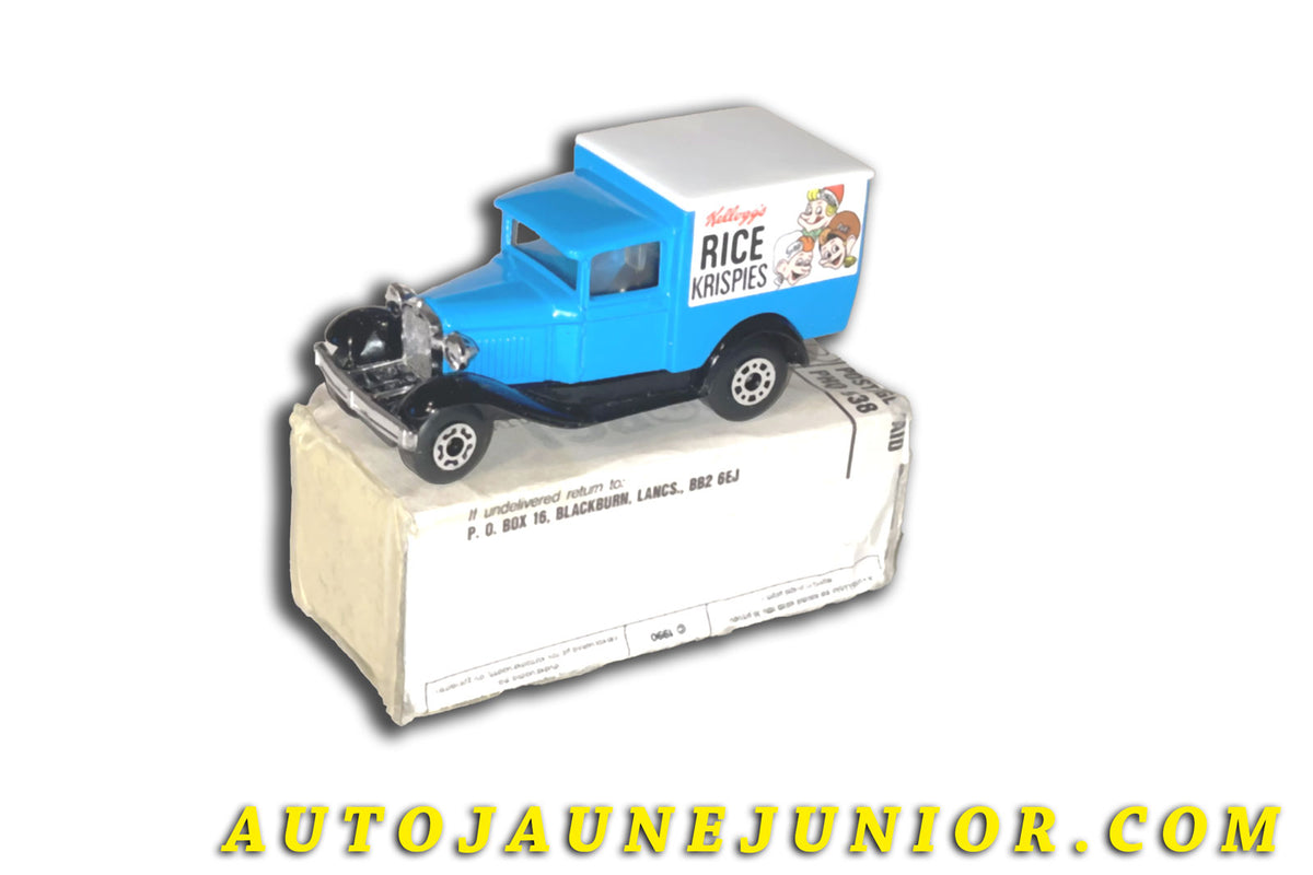 Le Matchbox Ford Fourgon A " Rice Krispies" - Matchbox Superfast est en vente sur Auto Jaune Junior ! Découvrez nos collections de diecast Dinky-Toys, Corgi, Corgi-Toys, Solido, Norev… AutoJaune Junior ; Retrouvez AutoJauneJunior au magasin AutoJaune Paris, ouvert en 1984 par Vincent Espinasse.