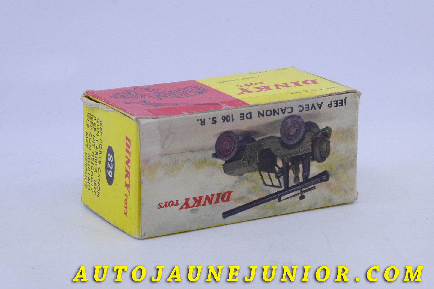 Le Dinky Toys Willys Jeep avec canon de 106 S.R est en vente sur Auto Jaune Junior ! Découvrez nos collections de diecast Minialuxe, CIJ, C-I-J, JRD, J-R-D, Matchbox, Majorette… AutoJaune Junior ; AutoJauneJunior.com : LE site de partage pour les passionés de miniatures et collectionneurs de jouets anciens !
