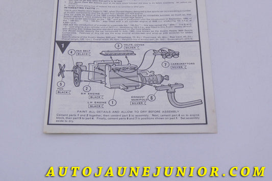 Le Notice Austin Healey Notice de montage Kits est en vente sur Auto Jaune Junior ! Découvrez nos collections de diecast Minialuxe, CIJ, C-I-J, JRD, J-R-D, Matchbox, Majorette… AutoJaune Junior ; AutoJauneJunior.com : LE site de partage pour les passionés de miniatures et collectionneurs de jouets anciens !