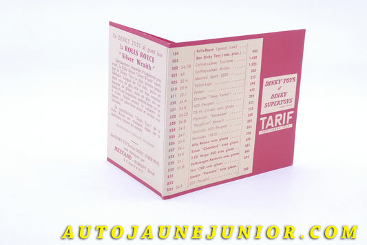 Le #3820 - Dinky Toys - Dépliant - Tarifs Septembre 1959 (Collection R.Goirand) est en vente sur Auto Jaune Junior ! Découvrez nos collections de diecast Minialuxe, CIJ, C-I-J, JRD, J-R-D, Matchbox, Majorette… AutoJauneJunior.com : le site de vente en ligne et de partage pour les passionés de miniatures et collectionneurs de jouets anciens ! Des centaines de modèles en vente, et des nouveautés mises en ligne chaque jour à 21h00 !