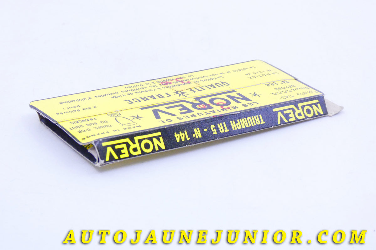 Le #3974 - Norev - Triumph - TR 5 (Socle de boite) est en vente sur Auto Jaune Junior ! Découvrez nos collections de diecast Minialuxe, CIJ, C-I-J, JRD, J-R-D, Matchbox, Majorette… AutoJauneJunior.com : le site de vente en ligne et de partage pour les passionés de miniatures et collectionneurs de jouets anciens ! Des centaines de modèles en vente, et des nouveautés mises en ligne chaque jour à 21h00 !