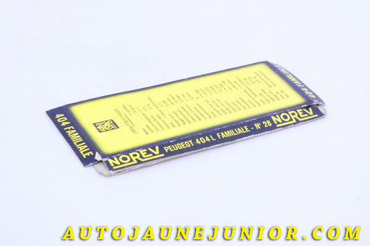 Le #3984 - Norev - Peugeot - Socle original boite Mica - 404 L Familiale est en vente sur Auto Jaune Junior ! Découvrez nos collections de diecast Minialuxe, CIJ, C-I-J, JRD, J-R-D, Matchbox, Majorette… AutoJauneJunior.com : le site de vente en ligne et de partage pour les passionés de miniatures et collectionneurs de jouets anciens ! Des centaines de modèles en vente, et des nouveautés mises en ligne chaque jour à 21h00 !