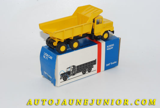 Le #4700 - Lion Car - DAF - Camion benne basculante N2800 est en vente sur Auto Jaune Junior ! Découvrez nos collections de diecast Minialuxe, CIJ, C-I-J, JRD, J-R-D, Matchbox, Majorette… AutoJauneJunior.com : le site de vente en ligne et de partage pour les passionés de miniatures et collectionneurs de jouets anciens ! Des centaines de modèles en vente, et des nouveautés mises en ligne chaque jour à 21h00 !