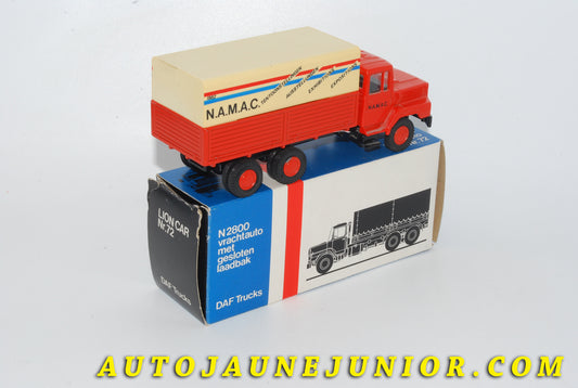 Le #4706 - Lion Car - DAF - Camion N2800 avec Laadbak "N.A.M.A.C." (Promotionnel) est en vente sur Auto Jaune Junior ! Découvrez nos collections de diecast Minialuxe, CIJ, C-I-J, JRD, J-R-D, Matchbox, Majorette… AutoJauneJunior.com : le site de vente en ligne et de partage pour les passionés de miniatures et collectionneurs de jouets anciens ! Des centaines de modèles en vente, et des nouveautés mises en ligne chaque jour à 21h00 !