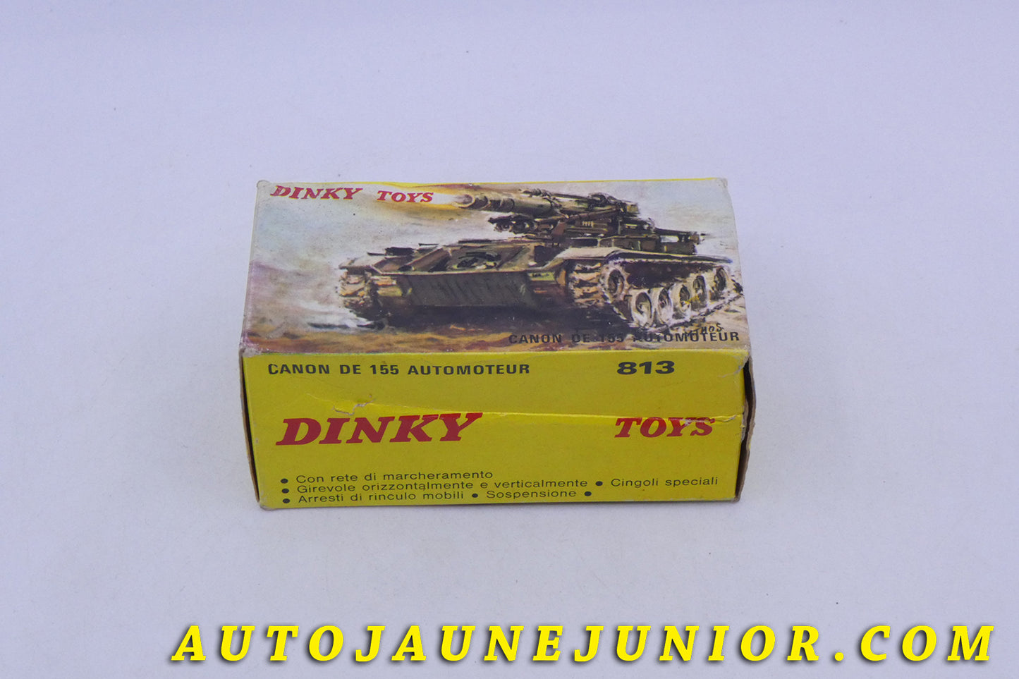 Le Dinky Toys AMX 155 Automoteur est en vente sur Auto Jaune Junior ! Découvrez nos collections de diecast Tekno, Politoys, Mebetoys, Mercury, Joal, Diapet, Märklin, TootsieToys.AutoJaune Junior ; Vous avez le même jouet ? Profitez de notre expertise pour vous accompagner dans la vente de vos modèles ou votre collection ! Nous achetons tous lots de miniatures ! Contactez nous !