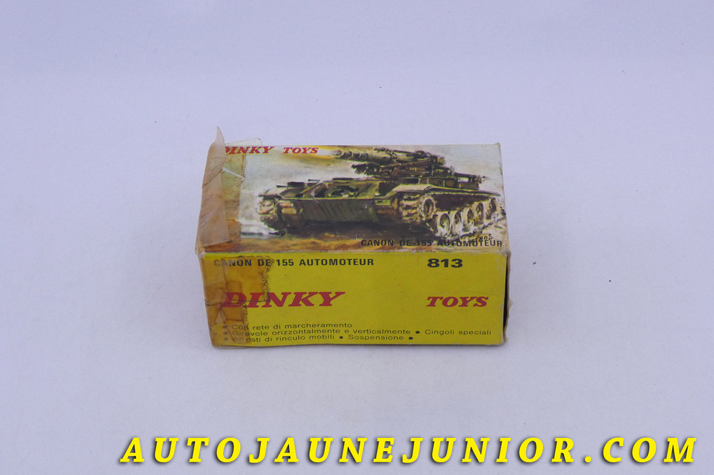 Le Dinky Toys AMX 155 Automoteur est en vente sur Auto Jaune Junior ! Découvrez nos collections de diecast Tekno, Politoys, Mebetoys, Mercury, Joal, Diapet, Märklin, TootsieToys.AutoJaune Junior ; Vous avez le même jouet ? Profitez de notre expertise pour vous accompagner dans la vente de vos modèles ou votre collection ! Nous achetons tous lots de miniatures ! Contactez nous !