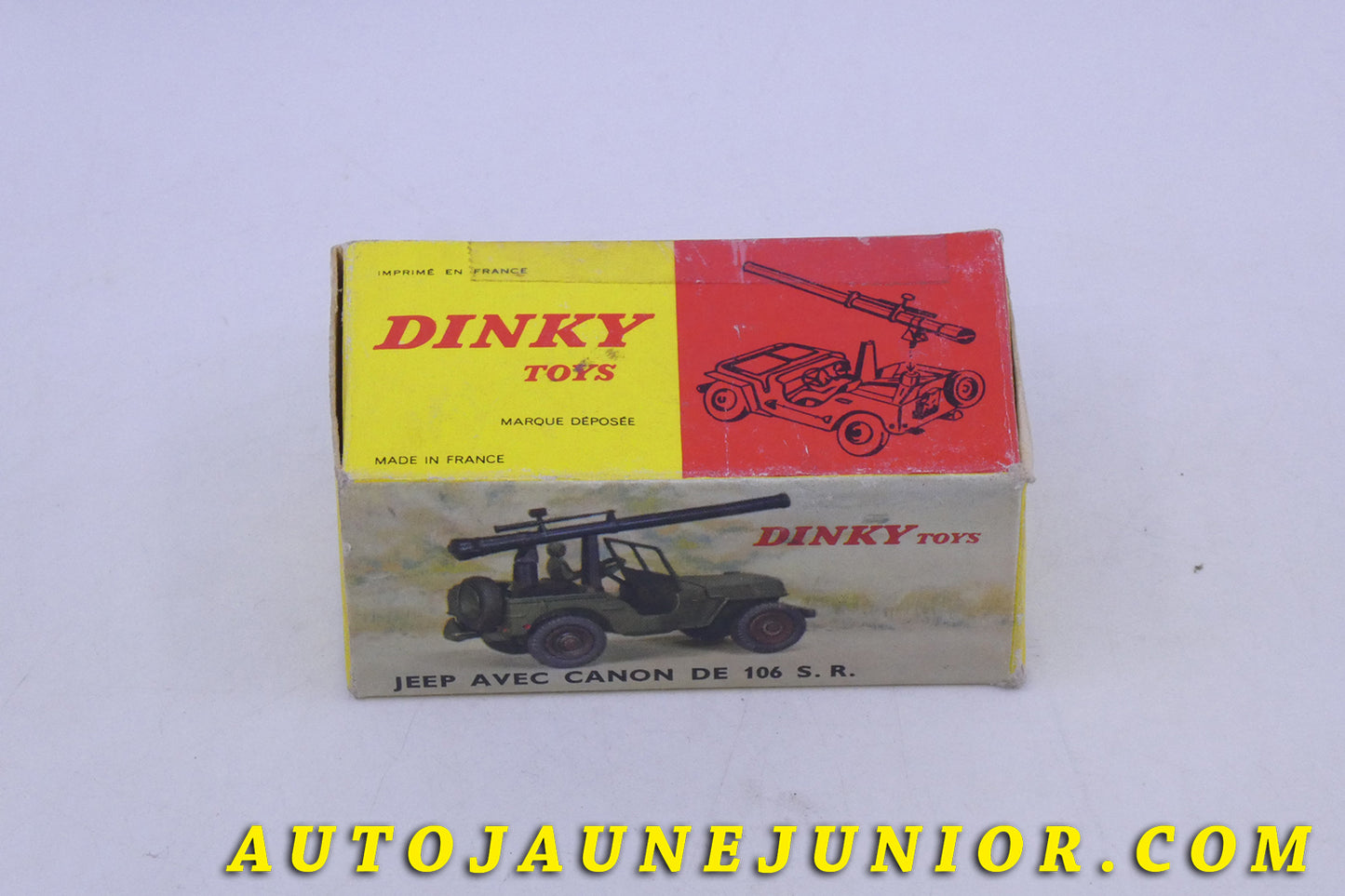 Le Dinky Toys Willys Jeep avec canon de 106 S.R est en vente sur Auto Jaune Junior ! Découvrez nos collections de diecast Tekno, Politoys, Mebetoys, Mercury, Joal, Diapet, Märklin, TootsieToys.AutoJaune Junior ; Vous avez le même jouet ? Profitez de notre expertise pour vous accompagner dans la vente de vos modèles ou votre collection ! Nous achetons tous lots de miniatures ! Contactez nous !