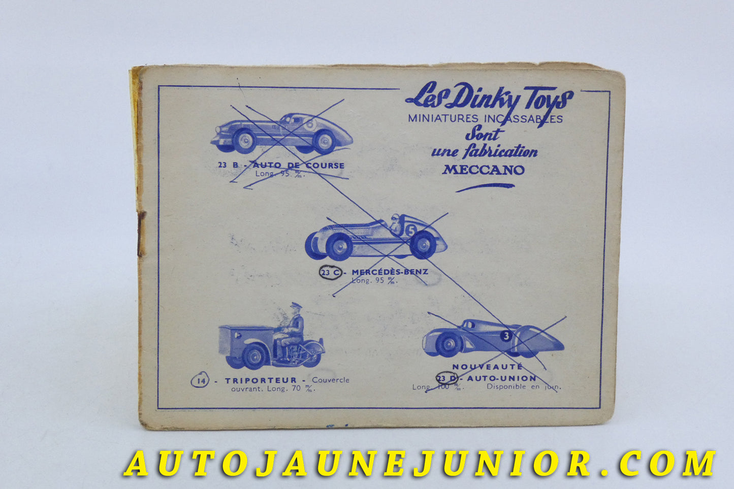 Le Dinky Toys Document Catalogue 1950 est en vente sur Auto Jaune Junior ! Découvrez nos collections de diecast Tekno, Politoys, Mebetoys, Mercury, Joal, Diapet, Märklin, TootsieToys.AutoJaune Junior ; Vous avez le même jouet ? Profitez de notre expertise pour vous accompagner dans la vente de vos modèles ou votre collection ! Nous achetons tous lots de miniatures ! Contactez nous !