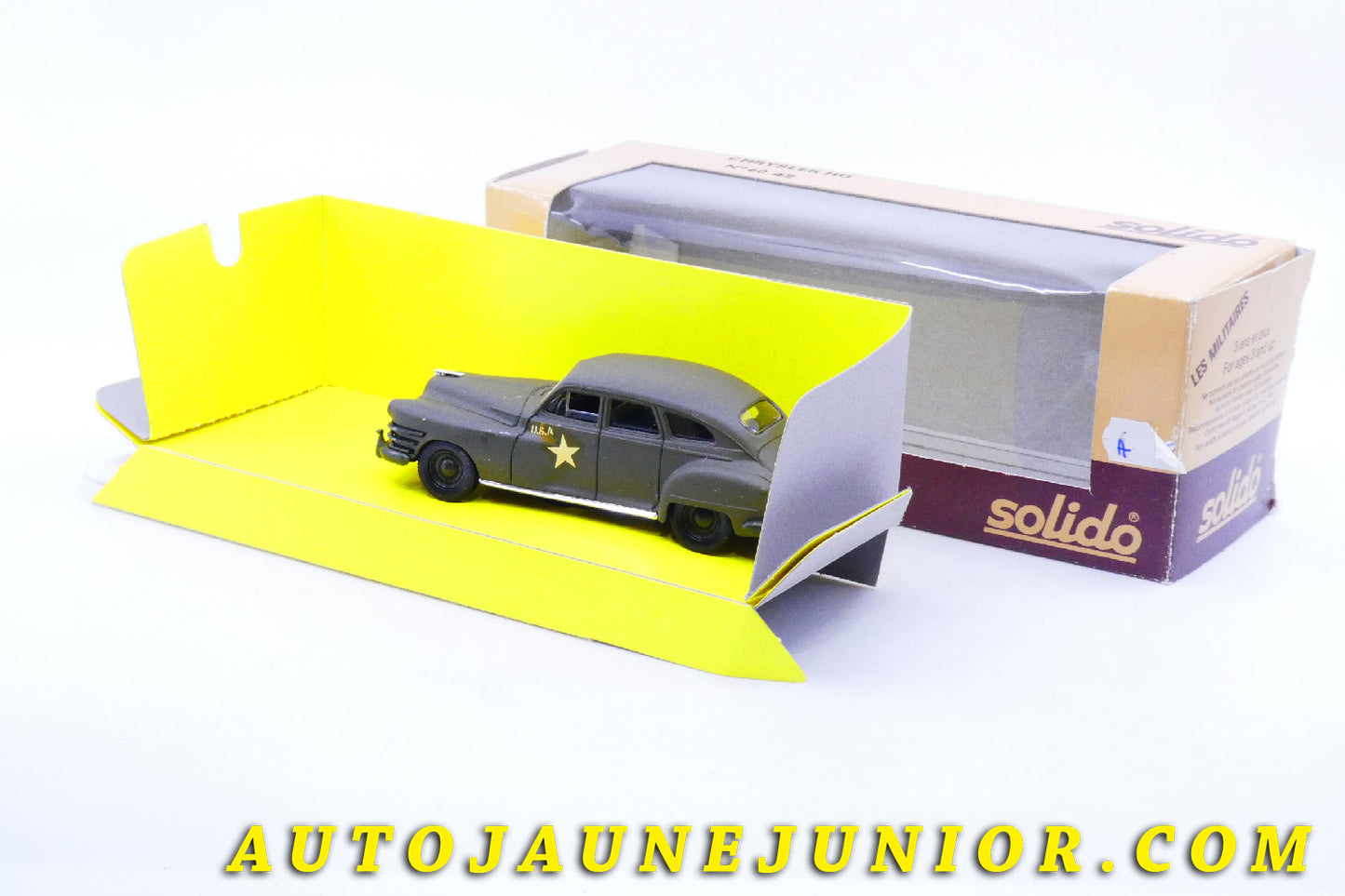 Le #3509 - Solido - Chrysler - Windsor état major US army est en vente sur Auto Jaune Junior ! Tekno, Politoys, Mebetoys, Mercury, Joal, Diapet, Märklin, TootsieToys.Vous avez le même jouet ? Profitez de notre expertise pour vous accompagner dans la vente de vos modèles ou votre collection ! Nous achetons tous lots de miniatures ! Contactez nous ! contact@autojaunejunior.com.
