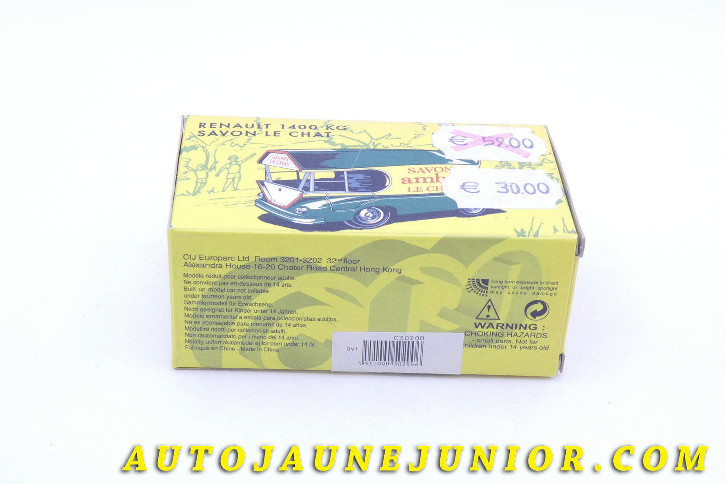 Le #3962 - C-I-J - Renault - 1400 Kg "Savon Le Chat" est en vente sur Auto Jaune Junior ! Tekno, Politoys, Mebetoys, Mercury, Joal, Diapet, Märklin, TootsieToys.Vous avez le même jouet ? Profitez de notre expertise pour vous accompagner dans la vente de vos modèles ou votre collection ! Nous achetons tous lots de miniatures ! Contactez nous ! contact@autojaunejunior.com.