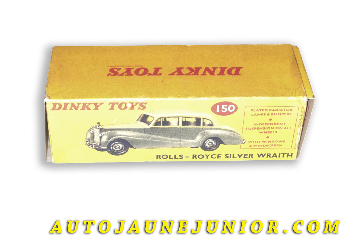 Le Dinky Toys Rolls Royce Boite Vide Repro - Silver Wraith est en vente sur Auto Jaune Junior ! Découvrez nos collections de diecast Tekno, Politoys, Mebetoys, Mercury, Joal, Diapet, Märklin, TootsieToys.AutoJaune Junior ; Vous avez le même jouet ? Profitez de notre expertise pour vous accompagner dans la vente de vos modèles ou votre collection ! Nous achetons tous lots de miniatures ! Contactez nous !