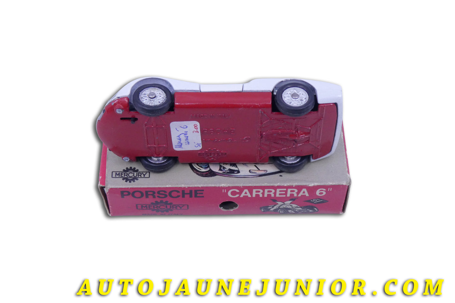 Le Mercury Porsche Carrera 6 est en vente sur Auto Jaune Junior ! Découvrez nos collections de diecast Tekno, Politoys, Mebetoys, Mercury, Joal, Diapet, Märklin, TootsieToys.AutoJaune Junior ; Vous avez le même jouet ? Profitez de notre expertise pour vous accompagner dans la vente de vos modèles ou votre collection ! Nous achetons tous lots de miniatures ! Contactez nous !