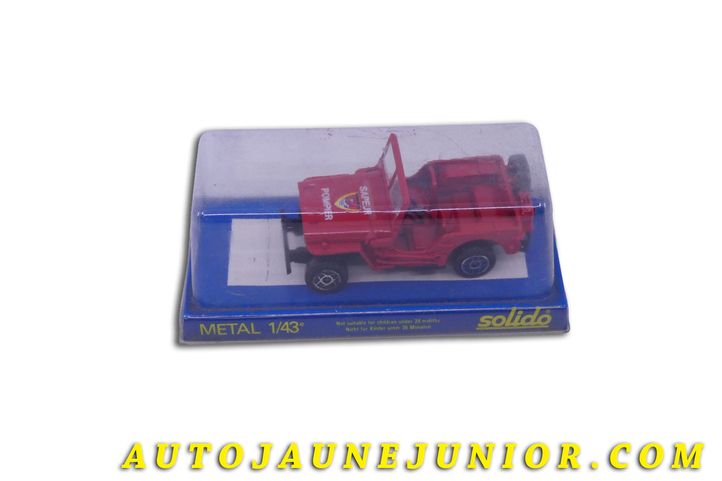 Le Solido Willys Jeep "Sapeur Pompier" est en vente sur Auto Jaune Junior ! Découvrez nos collections de diecast Tekno, Politoys, Mebetoys, Mercury, Joal, Diapet, Märklin, TootsieToys.AutoJaune Junior ; Vous avez le même jouet ? Profitez de notre expertise pour vous accompagner dans la vente de vos modèles ou votre collection ! Nous achetons tous lots de miniatures ! Contactez nous !