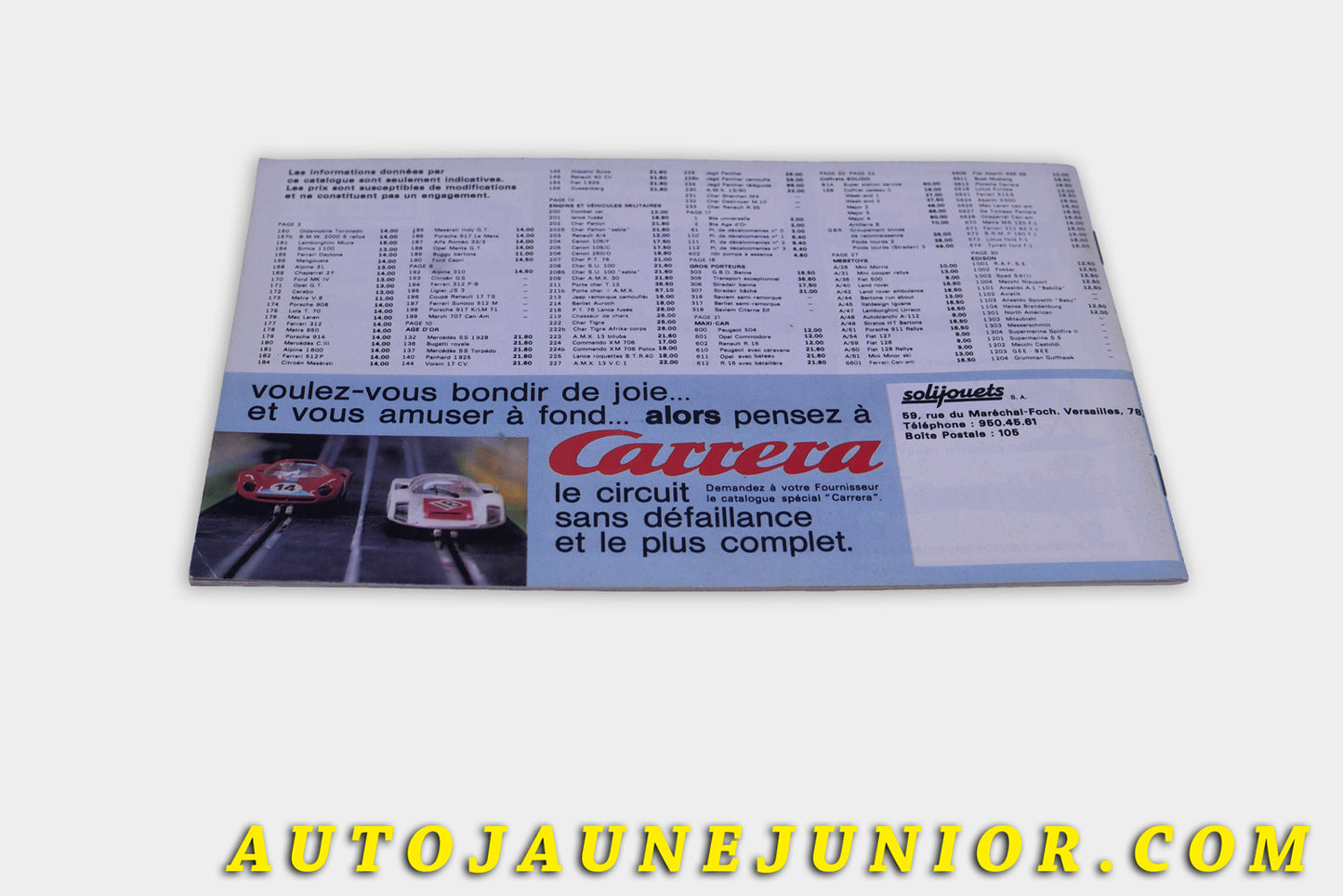 Le #6149 - Solido - Document - Catalogue 1972 est en vente sur Auto Jaune Junior ! Tekno, Politoys, Mebetoys, Mercury, Joal, Diapet, Märklin, TootsieToys.Vous avez le même jouet ? Profitez de notre expertise pour vous accompagner dans la vente de vos modèles ou votre collection ! Nous achetons tous lots de miniatures ! Contactez nous ! contact@autojaunejunior.com.