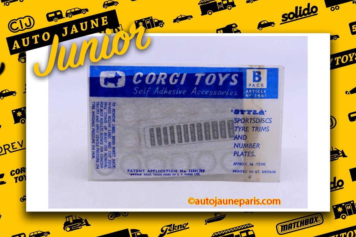 #4412 - Corgi Toys - Accessoire - planche de décoration "plaque d'immatriculation, plaques de pays, vignettes...)