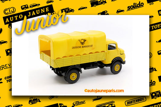 Le #2637 - Vilmer - Mercedes - 1113 bâché Deutsche Bundespost est en vente sur Auto Jaune Junior ! Découvrez nos collections de diecast Minialuxe, CIJ, C-I-J, JRD, J-R-D, Matchbox, Majorette.. AutoJauneJunior.com: le site de vente en ligne et de partage pour les passionés de miniatures et collectionneurs de jouets anciens ! Des centaines de modèles en vente, et des nouveautés mises en ligne chaque jour à 21h00 !