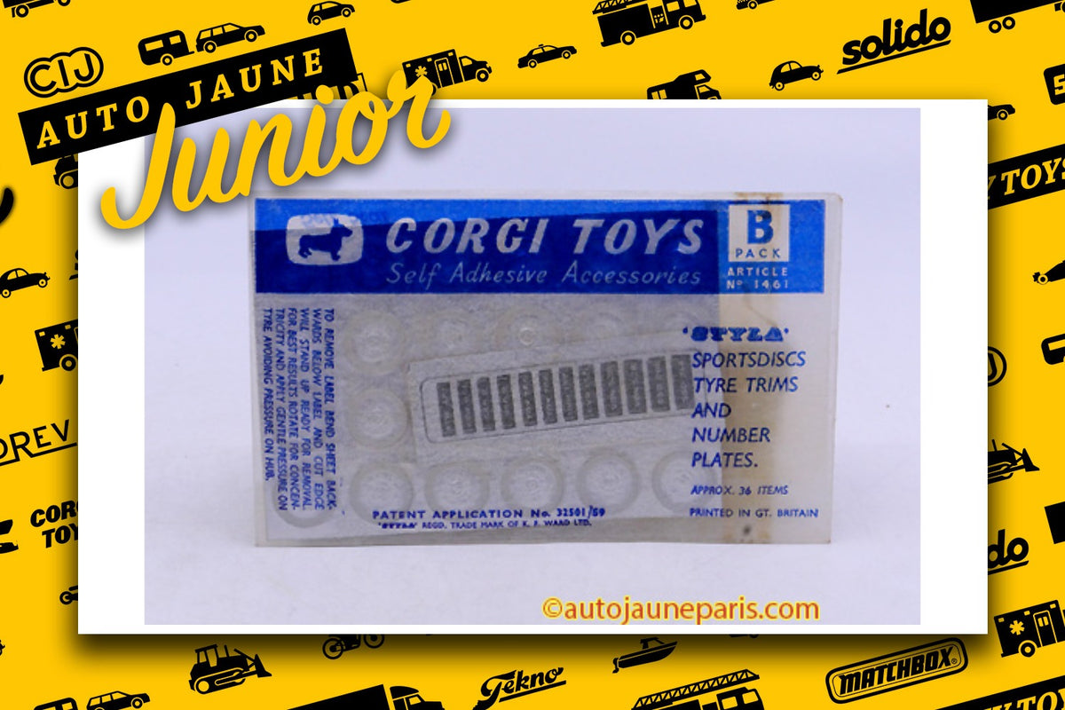 #4412 - Corgi Toys - Accessoire - planche de décoration "plaque d'immatriculation, plaques de pays, vignettes...)