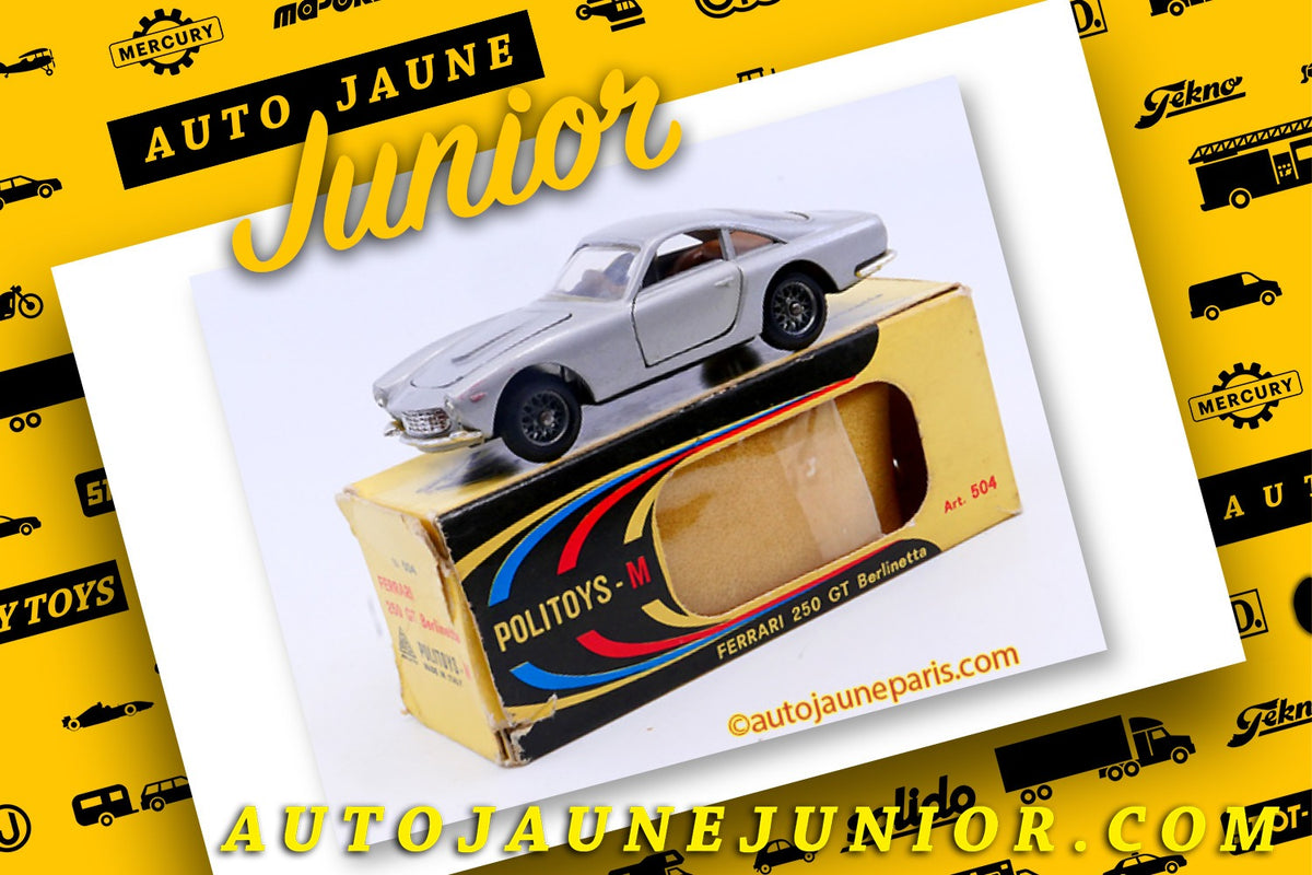 Le #2625 - Politoys - Ferrari - 250GT Berlinette est en vente sur Auto Jaune Junior ! Découvrez nos collections de diecast Dinky-Toys, Corgi, Corgi-Toys, Solido, Norev.. Découvrez notre magasin physique, AutoJaune Paris, ouvert en 1984 par Vincent Espinasse. 41 rue Cavendish, 75019 Paris. Tel: 01 42 40 61 23. Ouvert les mardi et vendredi de 13h à 19h.