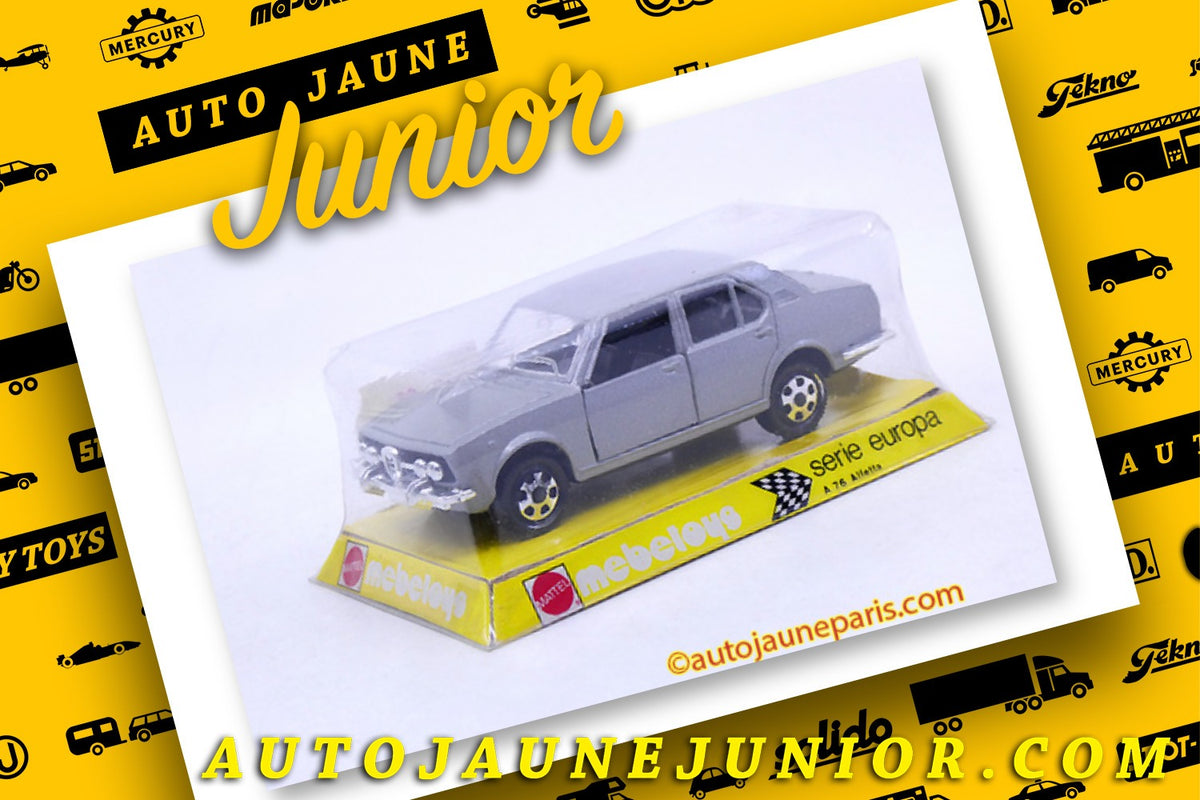 Le #2620 - Mebetoys - Alfa Roméo - Alfetta est en vente sur Auto Jaune Junior ! Découvrez nos collections de diecast Dinky-Toys, Corgi, Corgi-Toys, Solido, Norev.. Découvrez notre magasin physique, AutoJaune Paris, ouvert en 1984 par Vincent Espinasse. 41 rue Cavendish, 75019 Paris. Tel: 01 42 40 61 23. Ouvert les mardi et vendredi de 13h à 19h.