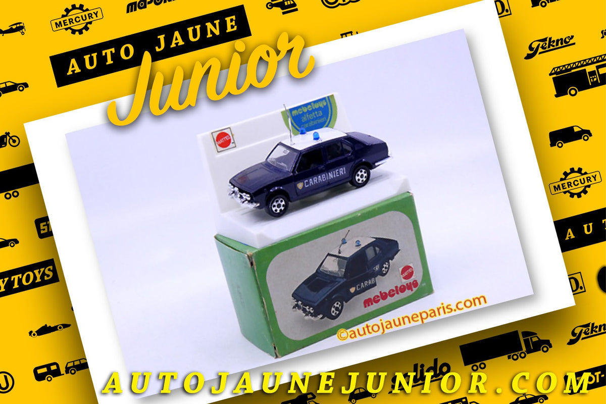 Le #2618 - Mebetoys - Alfa Roméo - Alfetta carabinieri est en vente sur Auto Jaune Junior ! Découvrez nos collections de diecast Dinky-Toys, Corgi, Corgi-Toys, Solido, Norev.. Découvrez notre magasin physique, AutoJaune Paris, ouvert en 1984 par Vincent Espinasse. 41 rue Cavendish, 75019 Paris. Tel: 01 42 40 61 23. Ouvert les mardi et vendredi de 13h à 19h.