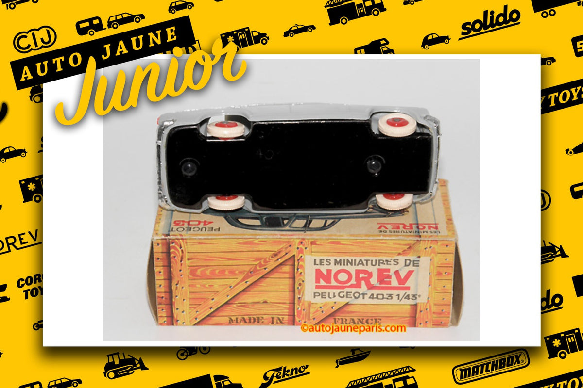 Le #2749 - Norev - Peugeot - 403 est en vente sur Auto Jaune Junior ! Tekno, Politoys, Mebetoys, Mercury, Joal, Diapet, Märklin, TootsieToys. Vous avez le même jouet ? Profitez de notre expertise pour vous accompagner dans la vente de vos modèles ou votre collection ! Nous achetons tous lots de miniatures ! Contactez nous ! contact@autojaunejunior.com.
