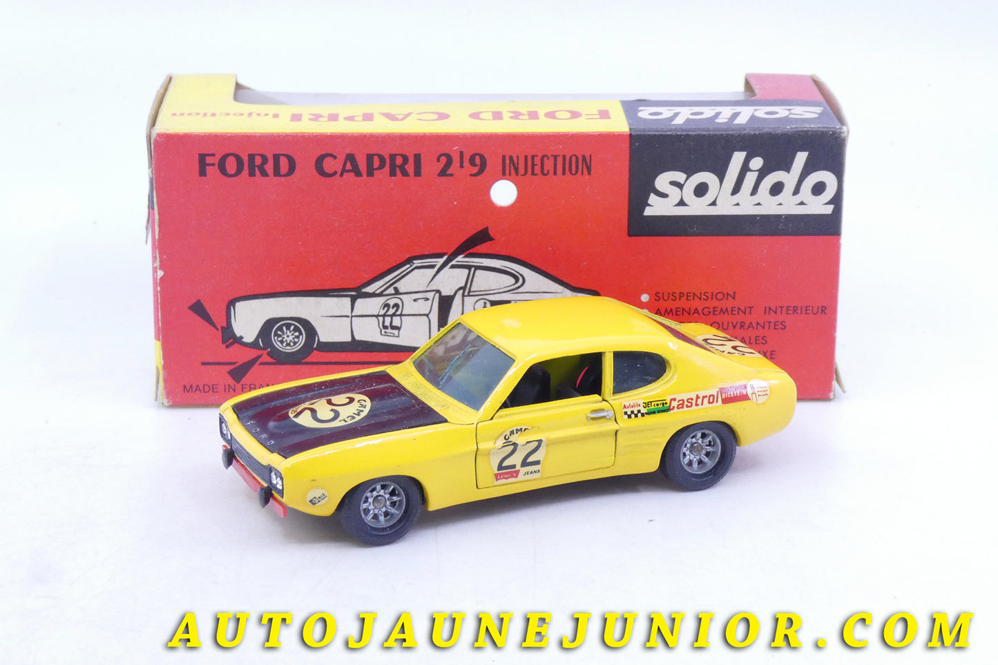 Le Solido Ford Capri 2,9 24 heures Spa 1971 est en vente sur Auto Jaune Junior ! Découvrez nos collections de diecast Dinky-Toys, Corgi, Corgi-Toys, Solido, Norev… AutoJaune Junior ; Retrouvez AutoJauneJunior au magasin AutoJaune Paris, ouvert en 1984 par Vincent Espinasse. 