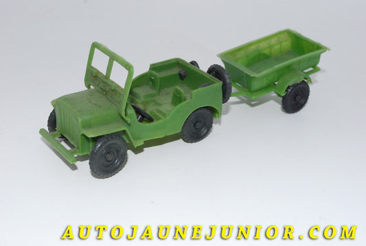 Le #3470 - Hong-Kong - Willys - jeep militaire avec remorque  est en vente sur Auto Jaune Junior ! Découvrez nos collections de diecast Dinky-Toys, Corgi, Corgi-Toys, Solido, Norev… Découvrez notre magasin physique , AutoJaune Paris, ouvert en 1984 par Vincent Espinasse. 41 rue Cavendish, 75019 Paris. Tel : 01 42 40 61 23. Ouvert les mardi et vendredi de 13h à 19h. 