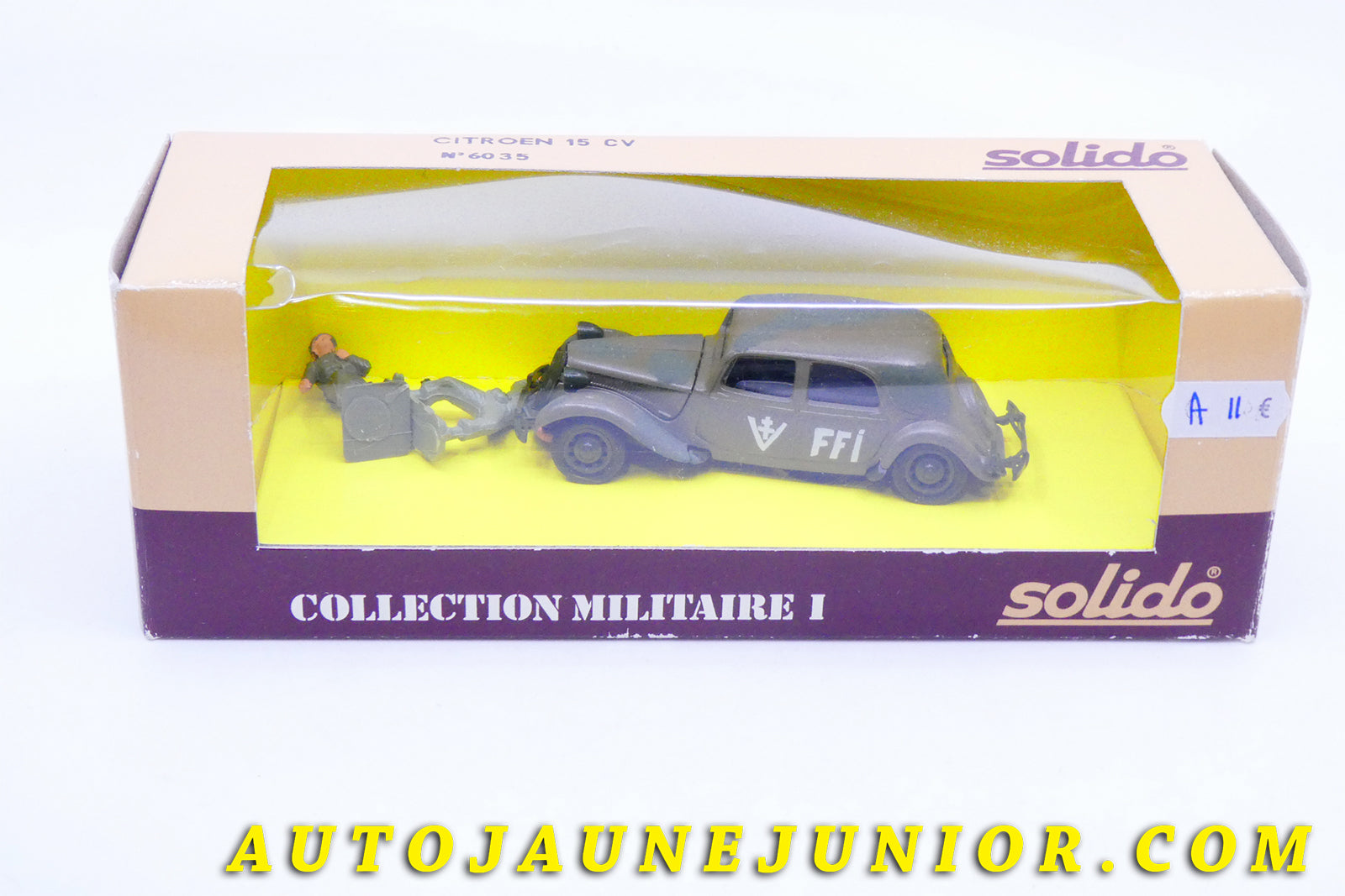 Le #3513 - Solido - Citroën - 15cv traction avant FFI est en vente sur Auto Jaune Junior ! Découvrez nos collections de diecast Dinky-Toys, Corgi, Corgi-Toys, Solido, Norev… Découvrez notre magasin physique , AutoJaune Paris, ouvert en 1984 par Vincent Espinasse. 41 rue Cavendish, 75019 Paris. Tel : 01 42 40 61 23. Ouvert les mardi et vendredi de 13h à 19h. 