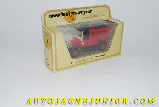 Le #3747 - Matchbox - Ford - Fourgon T Royal Mail est en vente sur Auto Jaune Junior ! Découvrez nos collections de diecast Dinky-Toys, Corgi, Corgi-Toys, Solido, Norev… Découvrez notre magasin physique , AutoJaune Paris, ouvert en 1984 par Vincent Espinasse. 41 rue Cavendish, 75019 Paris. Tel : 01 42 40 61 23. Ouvert les mardi et vendredi de 13h à 19h. 
