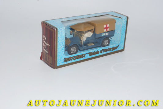 Le #3760 - Matchbox - Crossley - Fourgon Ambulance RAF Tender "1918" est en vente sur Auto Jaune Junior ! Découvrez nos collections de diecast Dinky-Toys, Corgi, Corgi-Toys, Solido, Norev… Découvrez notre magasin physique , AutoJaune Paris, ouvert en 1984 par Vincent Espinasse. 41 rue Cavendish, 75019 Paris. Tel : 01 42 40 61 23. Ouvert les mardi et vendredi de 13h à 19h. 