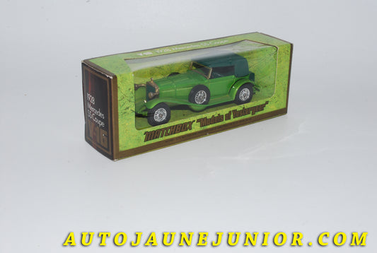 Le #3767 - Matchbox - Mercedes - SS coupé "1928" est en vente sur Auto Jaune Junior ! Découvrez nos collections de diecast Dinky-Toys, Corgi, Corgi-Toys, Solido, Norev… Découvrez notre magasin physique , AutoJaune Paris, ouvert en 1984 par Vincent Espinasse. 41 rue Cavendish, 75019 Paris. Tel : 01 42 40 61 23. Ouvert les mardi et vendredi de 13h à 19h. 
