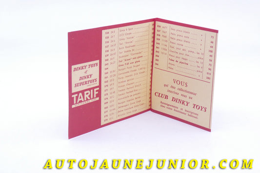 Le #3820 - Dinky Toys - Dépliant - Tarifs Septembre 1959 (Collection R.Goirand) est en vente sur Auto Jaune Junior ! Découvrez nos collections de diecast Dinky-Toys, Corgi, Corgi-Toys, Solido, Norev… Découvrez notre magasin physique , AutoJaune Paris, ouvert en 1984 par Vincent Espinasse. 41 rue Cavendish, 75019 Paris. Tel : 01 42 40 61 23. Ouvert les mardi et vendredi de 13h à 19h. 