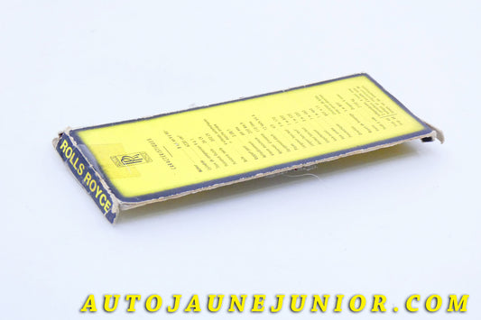 Le #3979 - Norev - Rolls Royce - Socle original boite Mica - Silver Shadow est en vente sur Auto Jaune Junior ! Découvrez nos collections de diecast Dinky-Toys, Corgi, Corgi-Toys, Solido, Norev… Découvrez notre magasin physique , AutoJaune Paris, ouvert en 1984 par Vincent Espinasse. 41 rue Cavendish, 75019 Paris. Tel : 01 42 40 61 23. Ouvert les mardi et vendredi de 13h à 19h. 