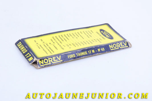 Le #3980 - Norev - Ford - Socle original boite Mica - Taunus 17 M est en vente sur Auto Jaune Junior ! Découvrez nos collections de diecast Dinky-Toys, Corgi, Corgi-Toys, Solido, Norev… Découvrez notre magasin physique , AutoJaune Paris, ouvert en 1984 par Vincent Espinasse. 41 rue Cavendish, 75019 Paris. Tel : 01 42 40 61 23. Ouvert les mardi et vendredi de 13h à 19h. 