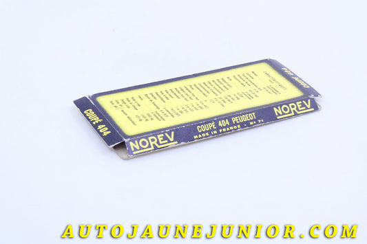 Le #3986 - Norev - Peugeot - Socle Coupé 404 est en vente sur Auto Jaune Junior ! Découvrez nos collections de diecast Dinky-Toys, Corgi, Corgi-Toys, Solido, Norev… Découvrez notre magasin physique , AutoJaune Paris, ouvert en 1984 par Vincent Espinasse. 41 rue Cavendish, 75019 Paris. Tel : 01 42 40 61 23. Ouvert les mardi et vendredi de 13h à 19h. 