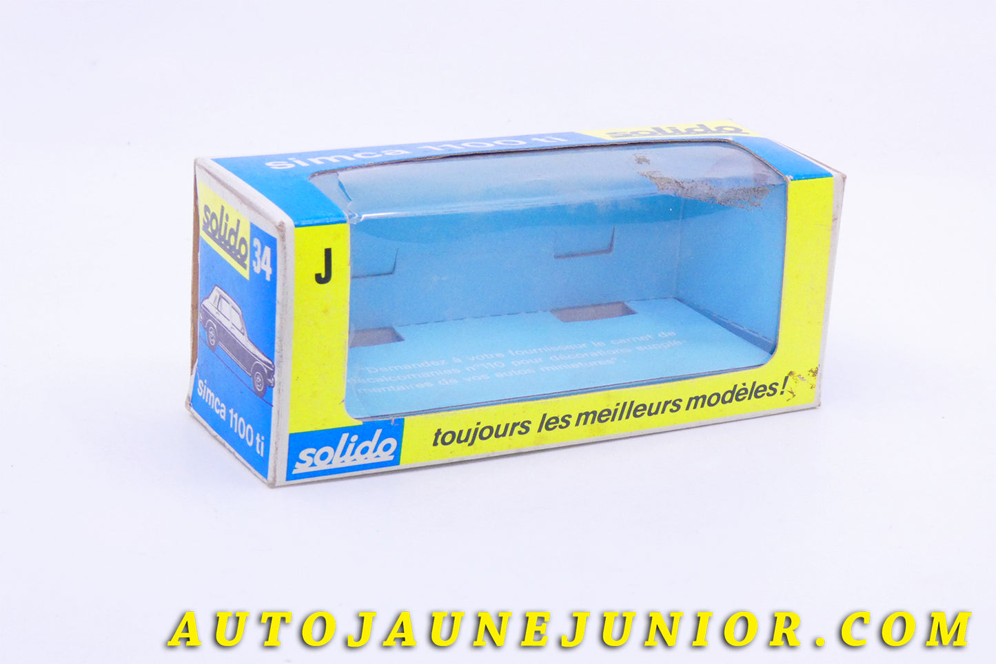 Le #3996 - Solido - Simca - Boite vide 1100 TI est en vente sur Auto Jaune Junior ! Découvrez nos collections de diecast Dinky-Toys, Corgi, Corgi-Toys, Solido, Norev… Découvrez notre magasin physique , AutoJaune Paris, ouvert en 1984 par Vincent Espinasse. 41 rue Cavendish, 75019 Paris. Tel : 01 42 40 61 23. Ouvert les mardi et vendredi de 13h à 19h. 