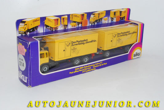 Le #4218 - Siku - Volvo - Vovolo F7 semi remorque - Convois avec 2 fourgons  Postes Allemandes "Das Postpaket. Zuverlässig, überall hin" est en vente sur Auto Jaune Junior ! Découvrez nos collections de diecast Dinky-Toys, Corgi, Corgi-Toys, Solido, Norev… Découvrez notre magasin physique , AutoJaune Paris, ouvert en 1984 par Vincent Espinasse. 41 rue Cavendish, 75019 Paris. Tel : 01 42 40 61 23. Ouvert les mardi et vendredi de 13h à 19h. 