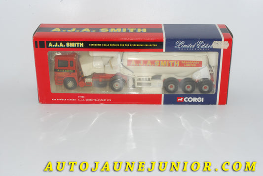 Le #4239 - Corgi Toys - ERF - Camion Semi-remorque Citerne Pulvérulente "A.J.A. Smith Transports LTD" est en vente sur Auto Jaune Junior ! Découvrez nos collections de diecast Dinky-Toys, Corgi, Corgi-Toys, Solido, Norev… Découvrez notre magasin physique , AutoJaune Paris, ouvert en 1984 par Vincent Espinasse. 41 rue Cavendish, 75019 Paris. Tel : 01 42 40 61 23. Ouvert les mardi et vendredi de 13h à 19h. 