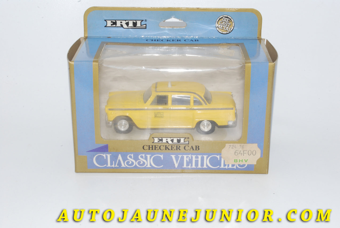 Le #4243 - Ertl - Checker Cab TAXI - Taxi New-Yorkais Jaune est en vente sur Auto Jaune Junior ! Découvrez nos collections de diecast Dinky-Toys, Corgi, Corgi-Toys, Solido, Norev… Découvrez notre magasin physique , AutoJaune Paris, ouvert en 1984 par Vincent Espinasse. 41 rue Cavendish, 75019 Paris. Tel : 01 42 40 61 23. Ouvert les mardi et vendredi de 13h à 19h. 