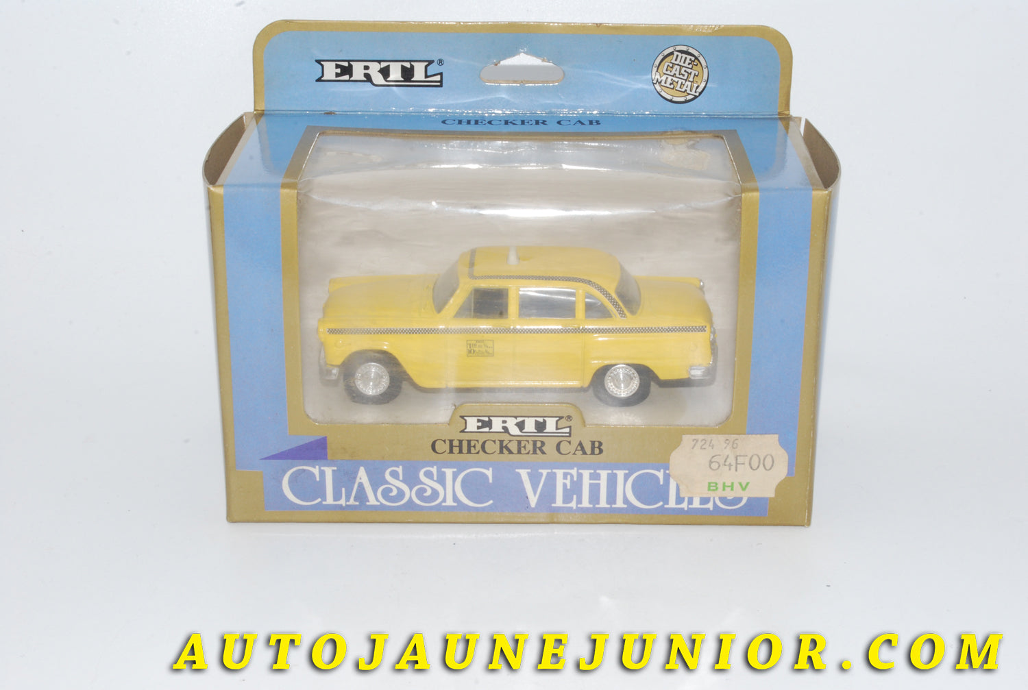 Le #4243 - Ertl - Checker Cab TAXI - Taxi New-Yorkais Jaune est en vente sur Auto Jaune Junior ! Découvrez nos collections de diecast Dinky-Toys, Corgi, Corgi-Toys, Solido, Norev… Découvrez notre magasin physique , AutoJaune Paris, ouvert en 1984 par Vincent Espinasse. 41 rue Cavendish, 75019 Paris. Tel : 01 42 40 61 23. Ouvert les mardi et vendredi de 13h à 19h. 