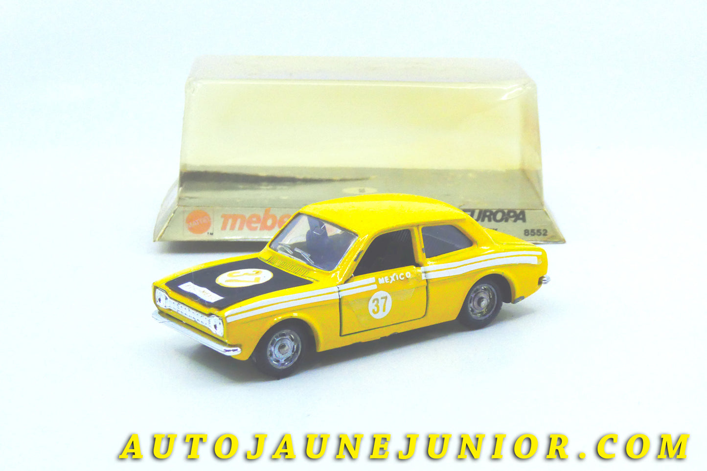 Le #4349 - Mebetoy by Mattel - Ford -  Escort Mexico Rallye n°37 (très peu fréquentes, version intermédiaire) est en vente sur Auto Jaune Junior ! Découvrez nos collections de diecast Dinky-Toys, Corgi, Corgi-Toys, Solido, Norev… Découvrez notre magasin physique , AutoJaune Paris, ouvert en 1984 par Vincent Espinasse. 41 rue Cavendish, 75019 Paris. Tel : 01 42 40 61 23. Ouvert les mardi et vendredi de 13h à 19h. 