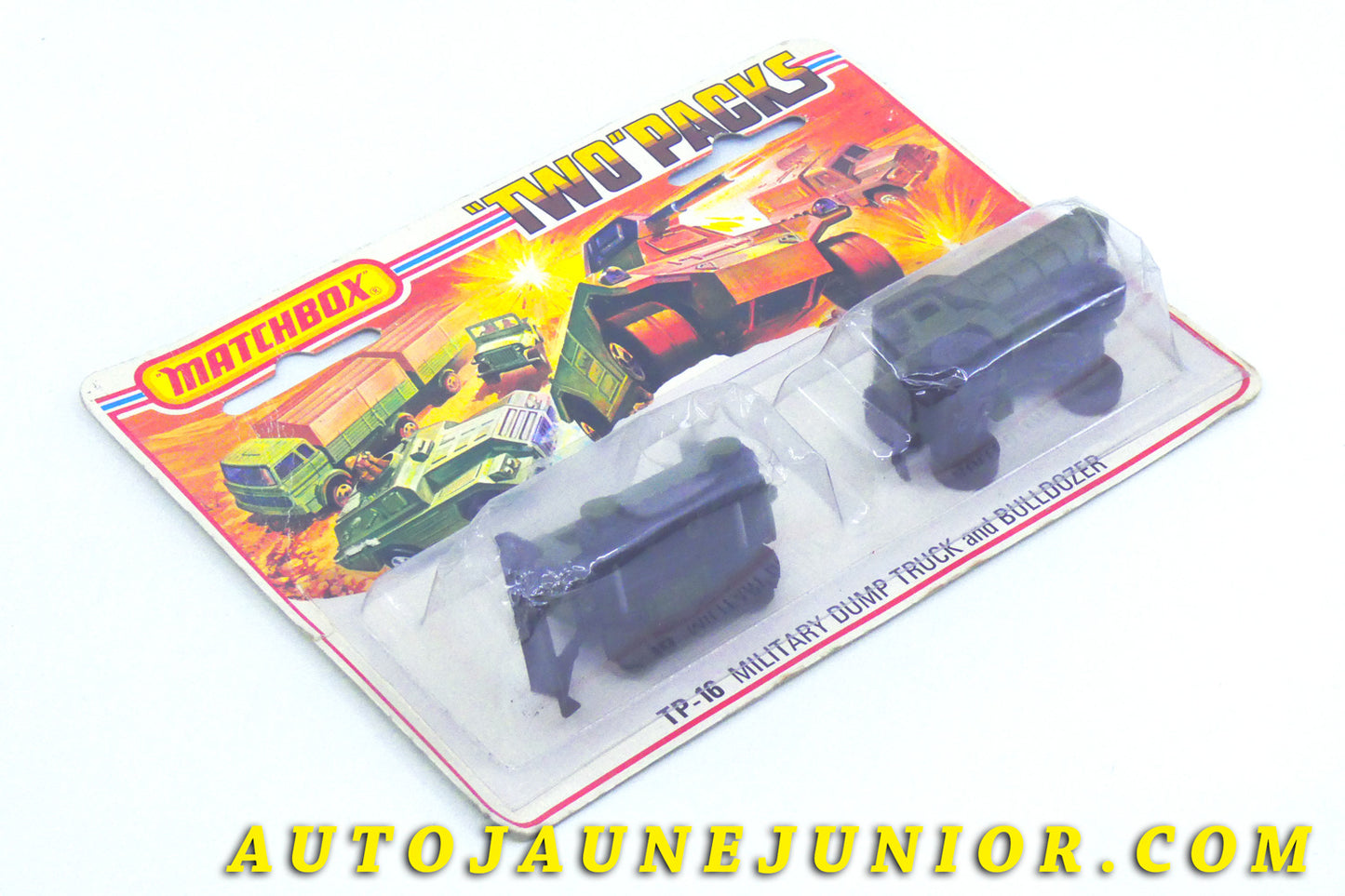Le #4376 - Matchbox by Lesney - J. I. Case Company & Mack Trucks - Two-Pack TP-18 « Military Dump Truck & Bulldozer » est en vente sur Auto Jaune Junior ! Découvrez nos collections de diecast Dinky-Toys, Corgi, Corgi-Toys, Solido, Norev… Découvrez notre magasin physique , AutoJaune Paris, ouvert en 1984 par Vincent Espinasse. 41 rue Cavendish, 75019 Paris. Tel : 01 42 40 61 23. Ouvert les mardi et vendredi de 13h à 19h. 