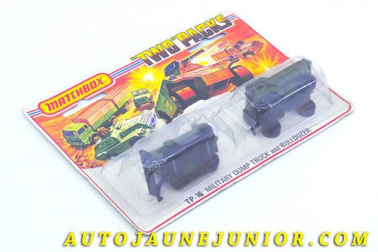 Le #4376 - Matchbox by Lesney - J. I. Case Company & Mack Trucks - Two-Pack TP-18 « Military Dump Truck & Bulldozer » est en vente sur Auto Jaune Junior ! Découvrez nos collections de diecast Dinky-Toys, Corgi, Corgi-Toys, Solido, Norev… Découvrez notre magasin physique , AutoJaune Paris, ouvert en 1984 par Vincent Espinasse. 41 rue Cavendish, 75019 Paris. Tel : 01 42 40 61 23. Ouvert les mardi et vendredi de 13h à 19h. 