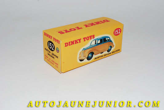 Le #4407 - Dinky Toys - Austin - Boite vide (REPRO) Devon Saloon avec pastilles Verte et mauve est en vente sur Auto Jaune Junior ! Découvrez nos collections de diecast Dinky-Toys, Corgi, Corgi-Toys, Solido, Norev… Découvrez notre magasin physique , AutoJaune Paris, ouvert en 1984 par Vincent Espinasse. 41 rue Cavendish, 75019 Paris. Tel : 01 42 40 61 23. Ouvert les mardi et vendredi de 13h à 19h. 