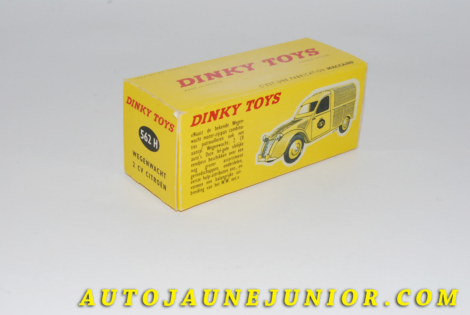 Le #4411 - Dinky Toys - Citroën - Boite vide (REPRO) 2Cv Fourgonette Wegenwacht est en vente sur Auto Jaune Junior ! Découvrez nos collections de diecast Dinky-Toys, Corgi, Corgi-Toys, Solido, Norev… Découvrez notre magasin physique , AutoJaune Paris, ouvert en 1984 par Vincent Espinasse. 41 rue Cavendish, 75019 Paris. Tel : 01 42 40 61 23. Ouvert les mardi et vendredi de 13h à 19h. 