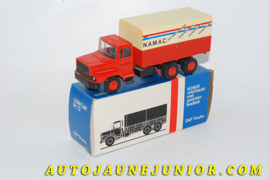 Le #4706 - Lion Car - DAF - Camion  N2800 avec Laadbak "N.A.M.A.C." (Promotionnel) est en vente sur Auto Jaune Junior ! Découvrez nos collections de diecast Dinky-Toys, Corgi, Corgi-Toys, Solido, Norev… Découvrez notre magasin physique , AutoJaune Paris, ouvert en 1984 par Vincent Espinasse. 41 rue Cavendish, 75019 Paris. Tel : 01 42 40 61 23. Ouvert les mardi et vendredi de 13h à 19h. 