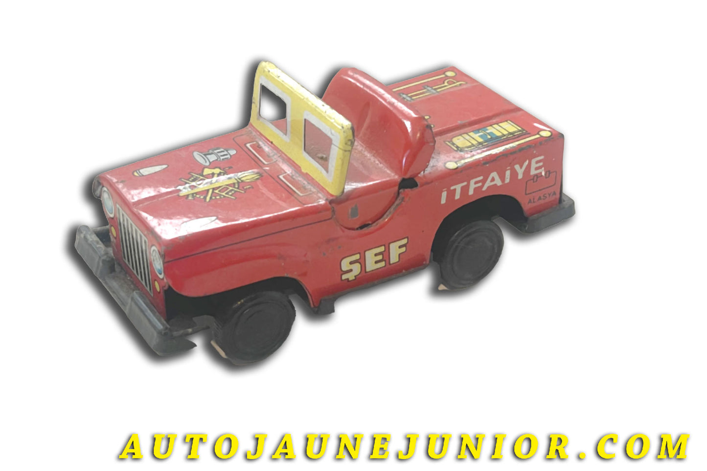 Le Tôle Turque Willys Jeep Pompier à Friction est en vente sur Auto Jaune Junior ! Découvrez nos collections de diecast Dinky-Toys, Corgi, Corgi-Toys, Solido, Norev… AutoJaune Junior ; Retrouvez AutoJauneJunior au magasin AutoJaune Paris, ouvert en 1984 par Vincent Espinasse. 